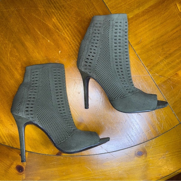 Anne Michelle Olive High Heel Booties - Picture 3 of 9